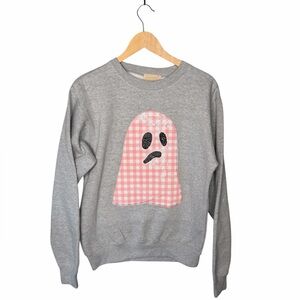 JUDITH MARCH Sequin Pink Checkered Ghost Sweatshirt